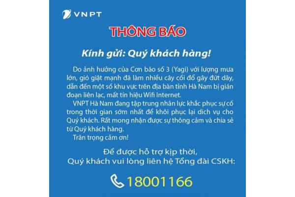 Thông báo khắc phục ảnh hưởng của cơn bão số 3 - Yagi